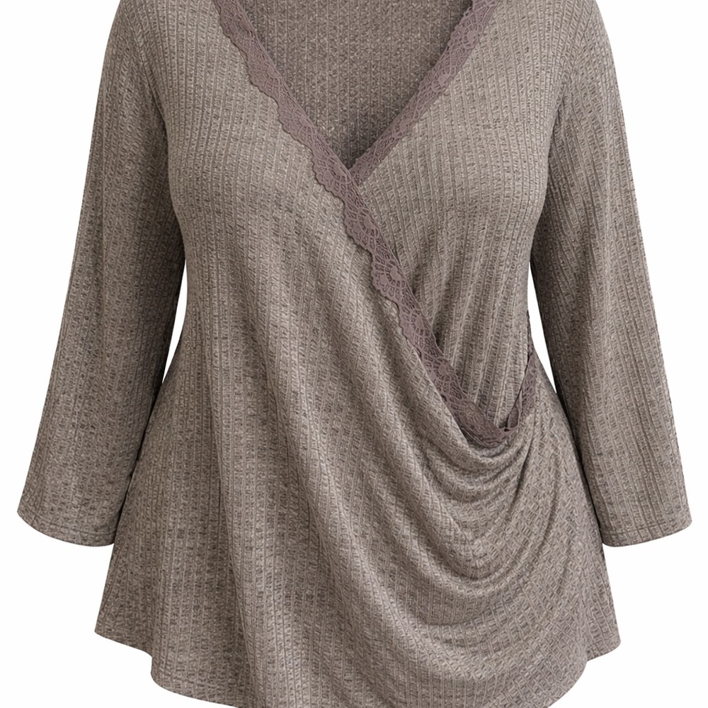 BloomChic 28 Grey Surplice Tunic Top